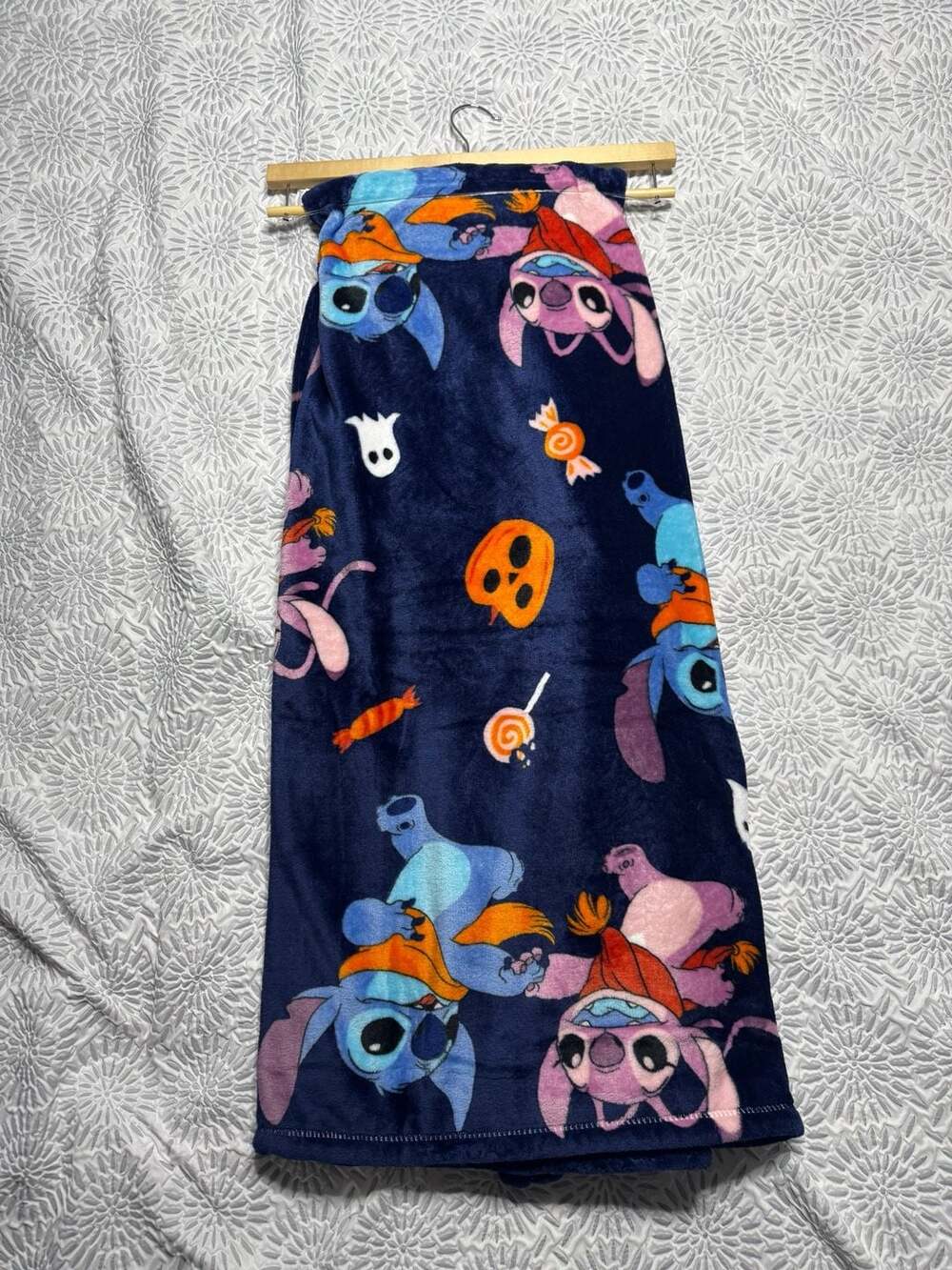Disney Stitch Halloween Pumpkin Candy Plush Throw Blanket 50x70